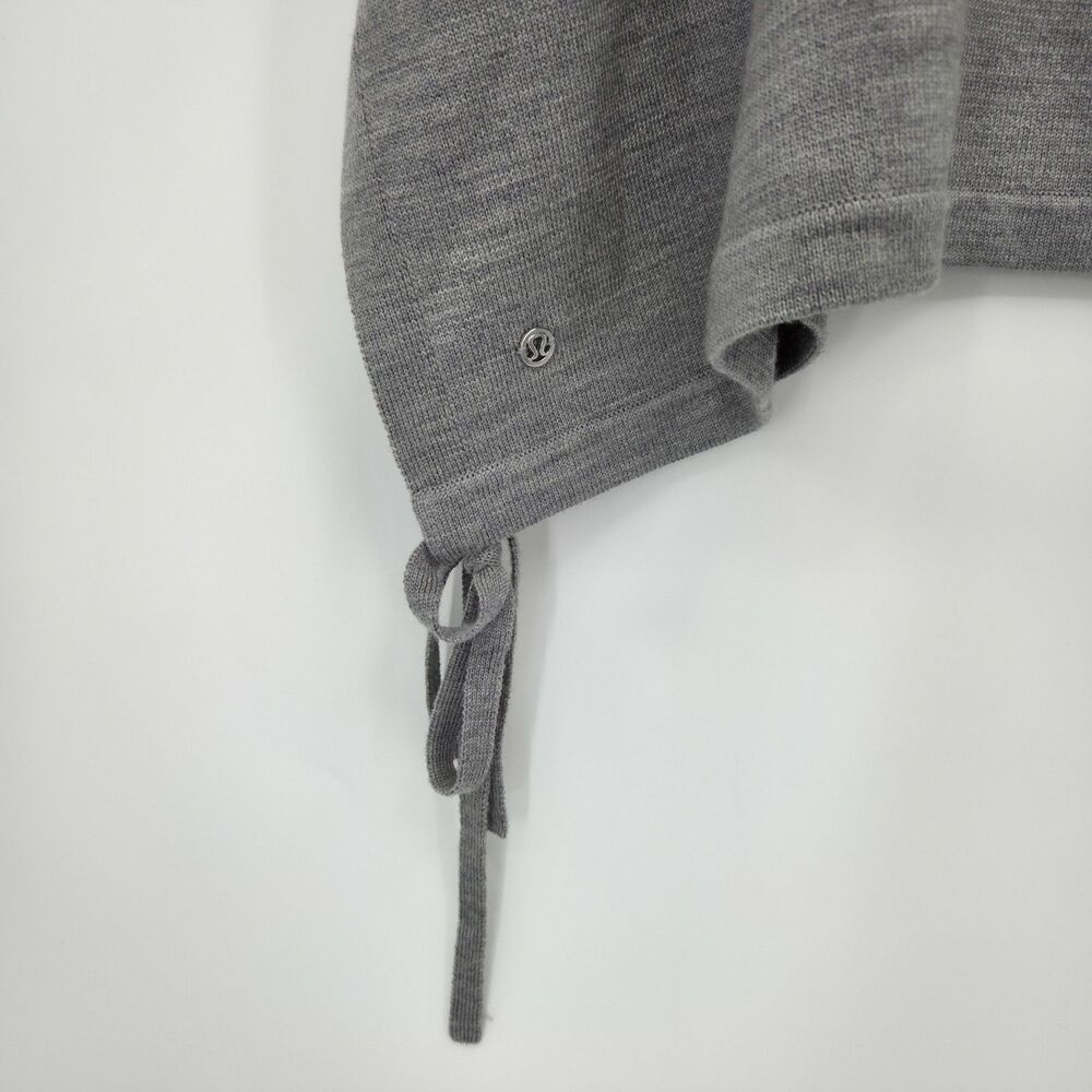 Lululemon All In A Day Hooded Poncho Sweater 100% Merino Wool Gray One Size - Picture 5 of 5